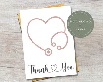 Digital Nurse Appreciation Card | Printable Thank You Nurses Greeting Card | Healthcare Heroes Card | 5x7 Size JPG & PDF | Card for Doctors