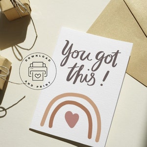 Digital Tienes esta tarjeta / Tarjeta de aliento imprimible / Tarjeta arco iris minimalista Boho / Creo en tu tarjeta / Puedes hacerlo tarjeta 5x7