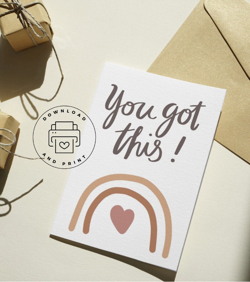 Boho Rainbow You Got This Card | Minimalist Encouragement (digital ...