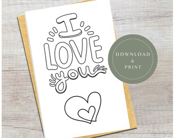 Love You Color Page - Etsy