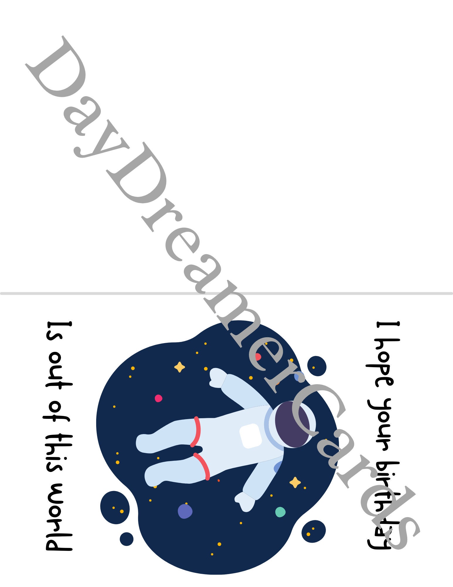 Digital Birthday Card | Printable Space Themed Downloadable Card ...