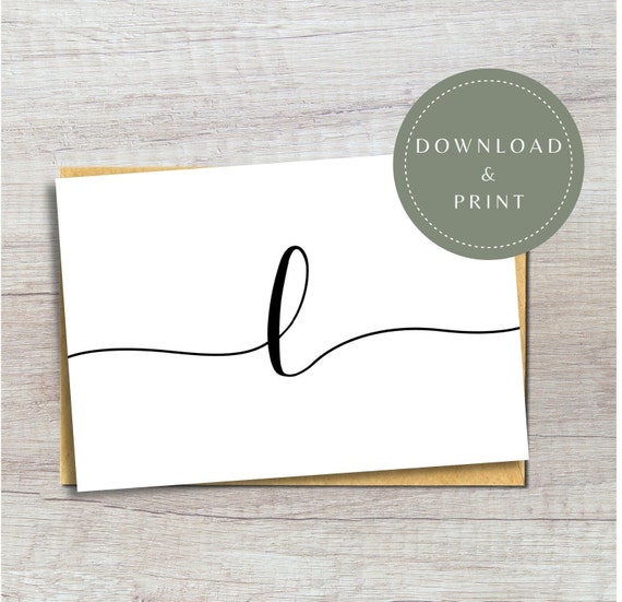 Digital Letter L Card Printable Cursive Letter L Greeting | Etsy