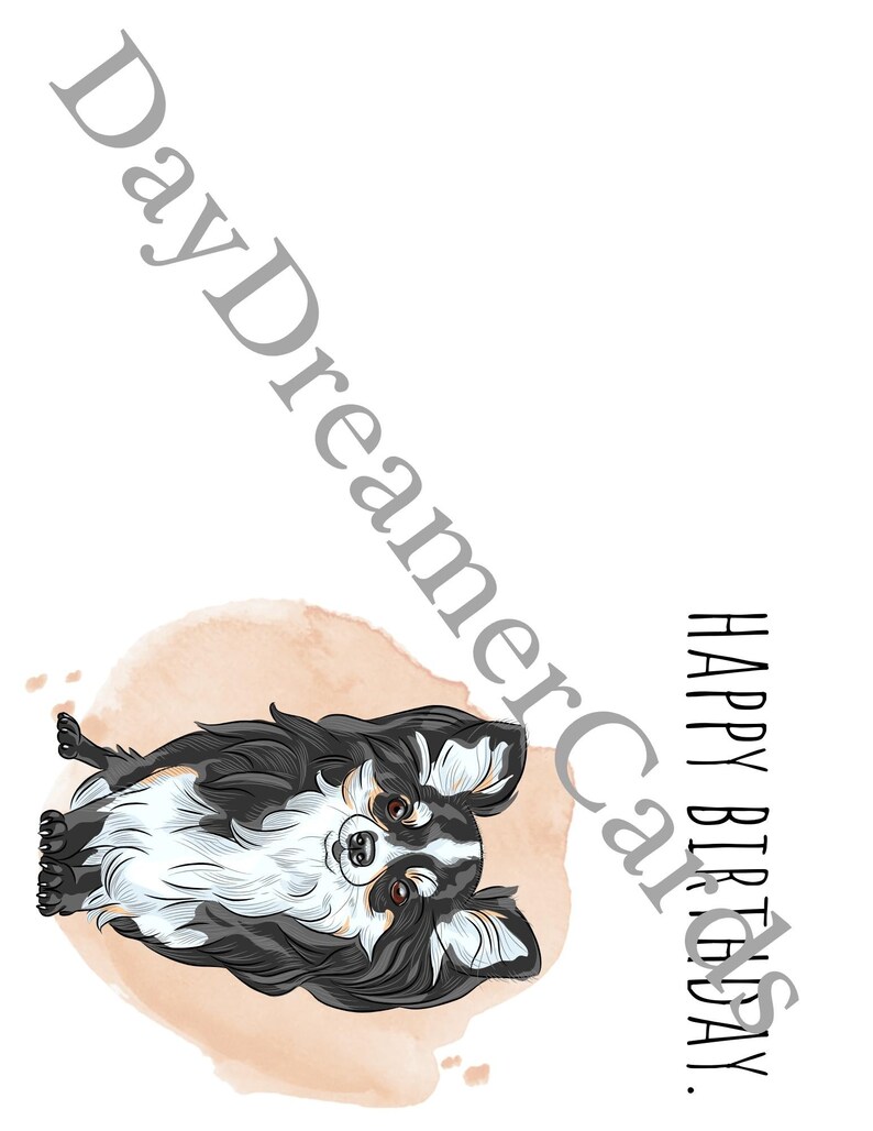 Printable Chihuahua Birthday Card | Digital Long Haired Chihuahua Dog ...