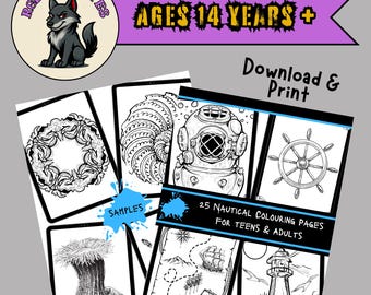 Dibujos náuticos para colorear para adultos y adolescentes - Páginas para colorear DIGITALES - Imprima en casa - Libro para colorear para adultos o adolescentes - Descarga instantánea