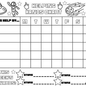 Colora le mani che aiutano i tuoi figli Reward Chart - Space Aliens Theme - Scarica, stampa e colora