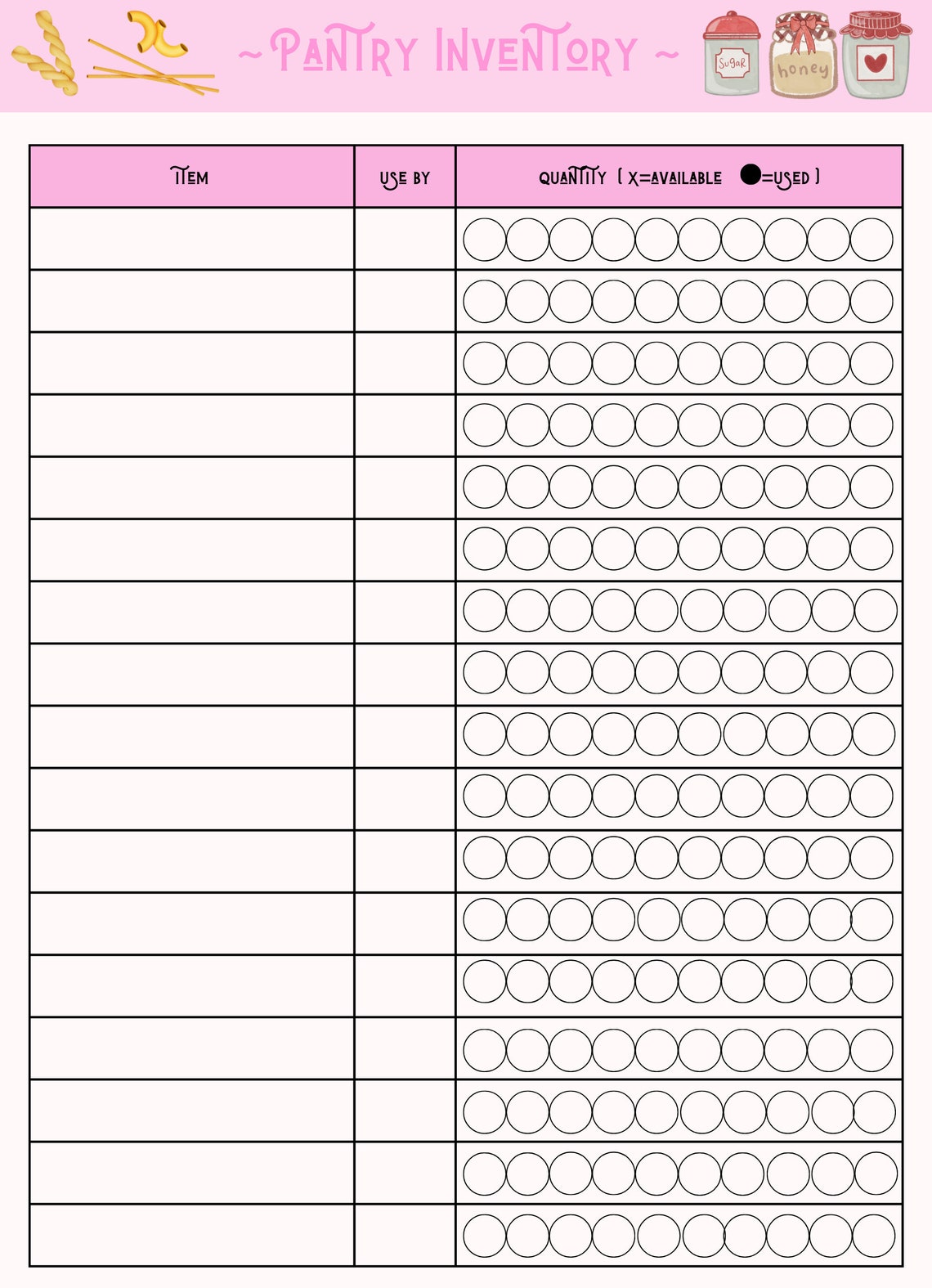 Printable Pantry Inventory - Home Organisation - Use With a Meal ...