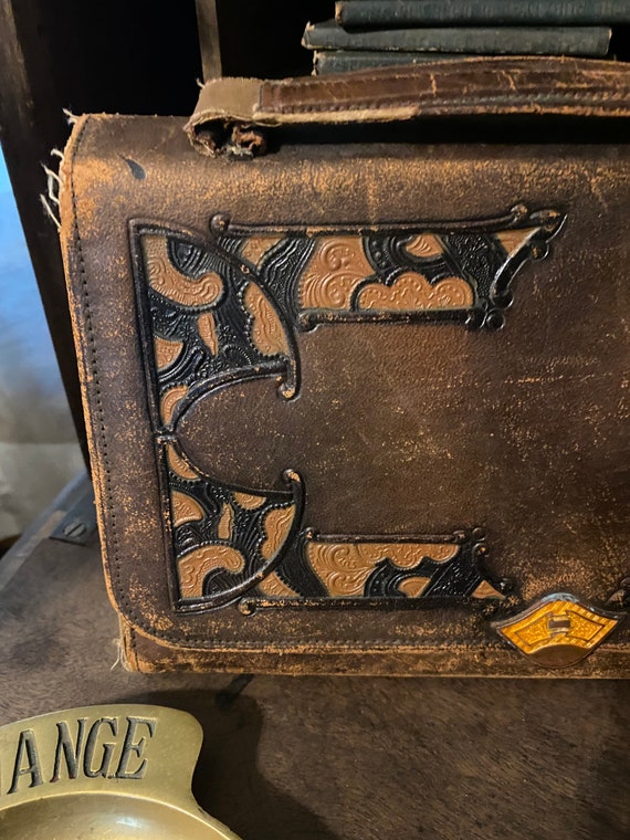 Antique leather steer hide purse - image 3