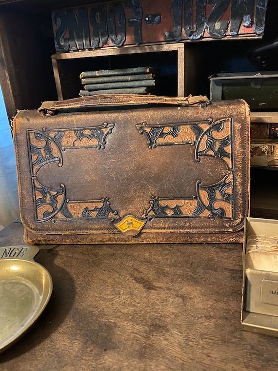 Antique leather steer hide purse - image 1