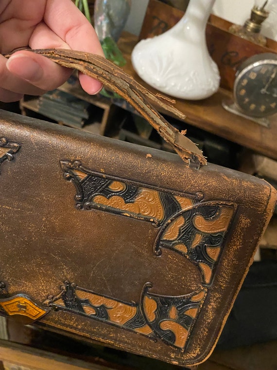 Antique leather steer hide purse - image 5