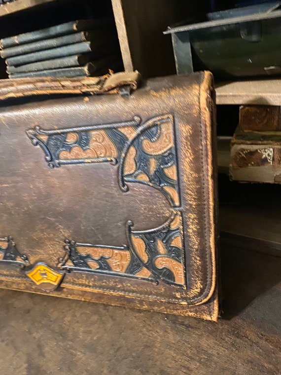 Antique leather steer hide purse - image 4