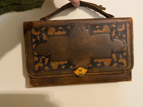 Antique leather steer hide purse - image 8
