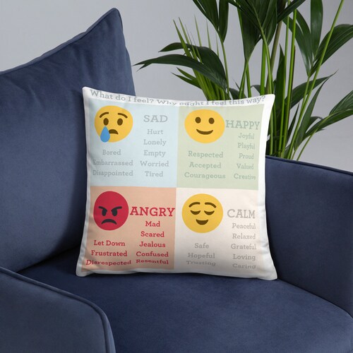 Emotions Wheel Pillow CASE All Feelings Are Okay Pillow White Etsy
