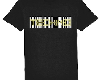 Techno Digital Barcode Organic Cotton Rave T-Shirt,  Festival Streetwear