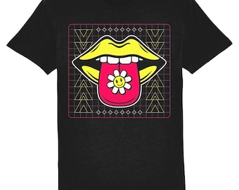 Happy Tab Acid House Rave T-Shirt, 100 Organic Cotton & Vegan Certified