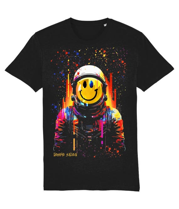 Acid House Astronaut Rave T-Shirt, Organic Cotton, Vegan Certified