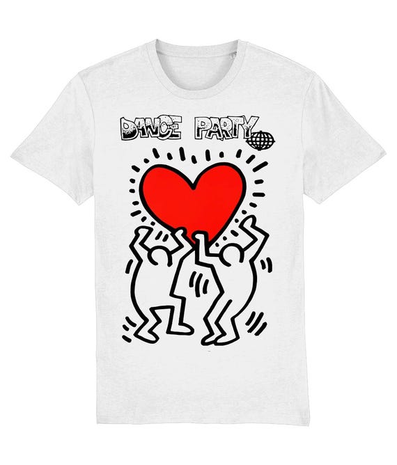 Dance Party 1989 Acid House Rave Flyer T-Shirt, White Organic Cotton, Vegan Certified, Rave, Club Festival Streetwear , Unisex Mens Womens