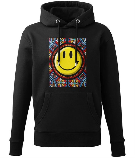 Acid House Rave Hoodie – Smiley Face Stained Glass Print