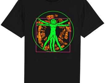 AcidaVinci - Acid House Rave Art T-Shirt, 100% Organic Cotton & Vegan Certified