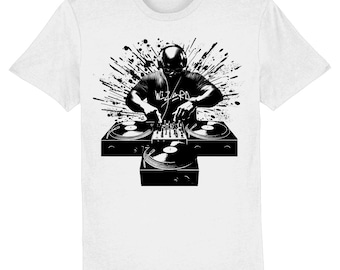 Carl Cox 3 Desk Wizard Print on White Organic Cotton T Shirt