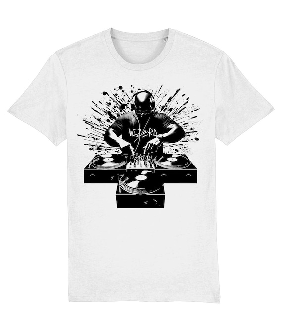 Carl Cox 3 Desk Wizard Print on White T Shirt