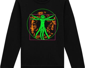 AcidaVinci - Acid House Rave Sweatshirt in black - 1989 Rave Flyer Art