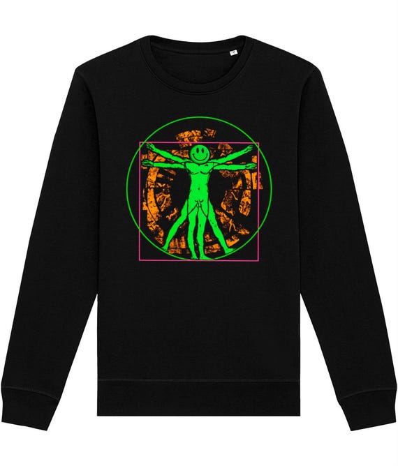 AcidaVinci - Acid House Rave Sweatshirt in black - 1989 Rave Flyer Art