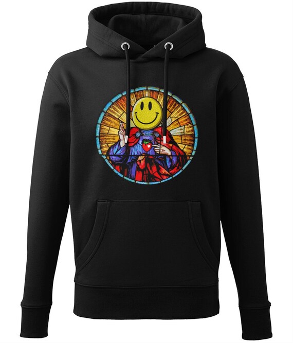 Acid House Rave Hoodie – Smiling Messiah, Organic Cotton Blend