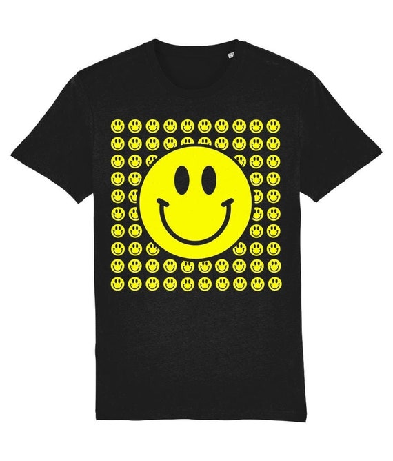 Happy Tablets Acid House Rave T-Shirt, Premium Organic Cotton, Vegan Certified, Rave, Club Festival Streetwear , Unisex Mens Womens