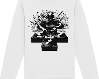 Carl Cox 3 Desk Wizard Print on White Sweatshirt
