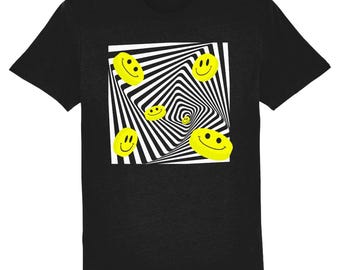 Acid House Trippy Spiral Rave T-Shirt,  Streetwear Festival Fashion - 100% Organic Cotton