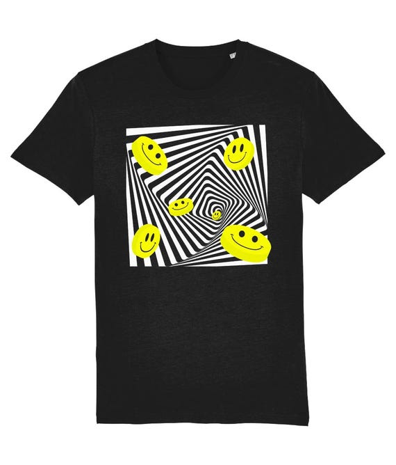 Acid House Optical Illusion Trippy Spiral Acid Trip Tunnel Rave T-Shirt, Organic Cotton, Vegan Certified, Unisex Mens Womens