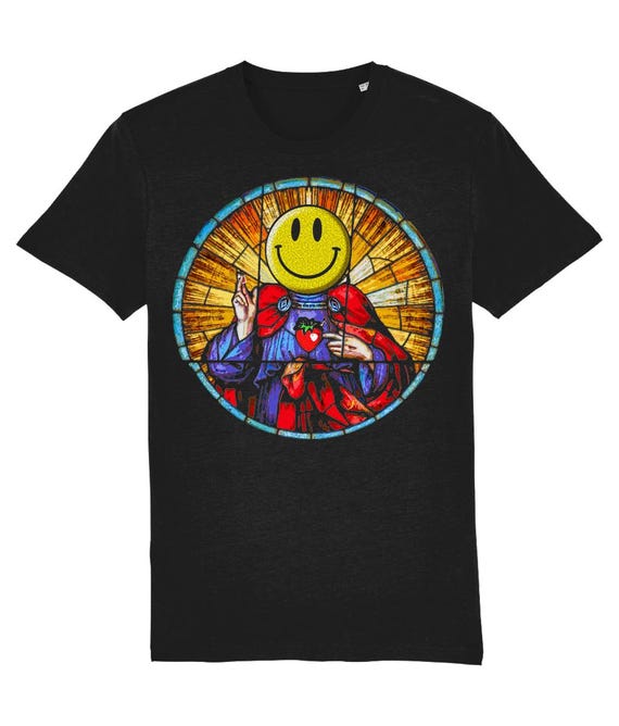 Acid Messiah Rave Black T-Shirt, Organic Cotton, Vegan Certified Acid house