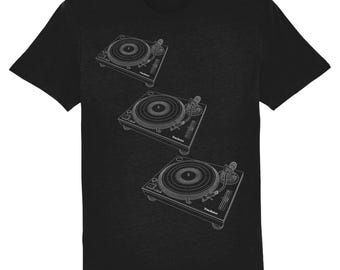 Techno 3 Deck Wizard Turntable Organic T-Shirt - Carl Cox Prodigy Tour