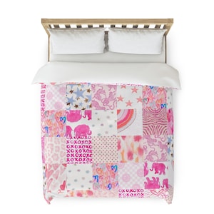 Preppy Bedding, Colorful Duvet Cover, Teen Bedding, Preppy Patchwork Bedding, Preppy Room Decor Aesthetic, Teen Gift, Pink Girls Bedding