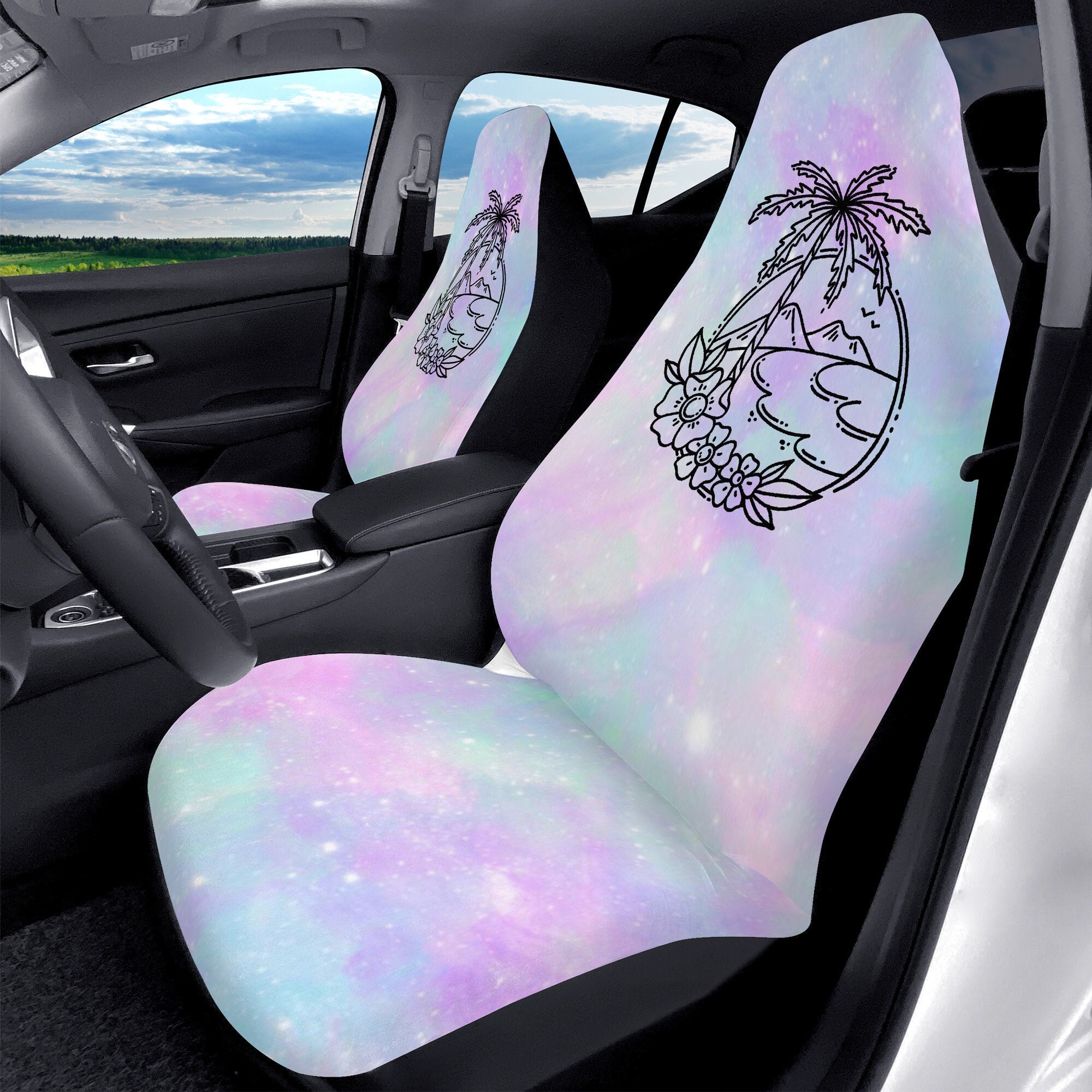 Minimalist Cream White Car Seat Covers Set Summer Car Accessories for Women Car  Cushions Auto Interior Accessories for Girls 