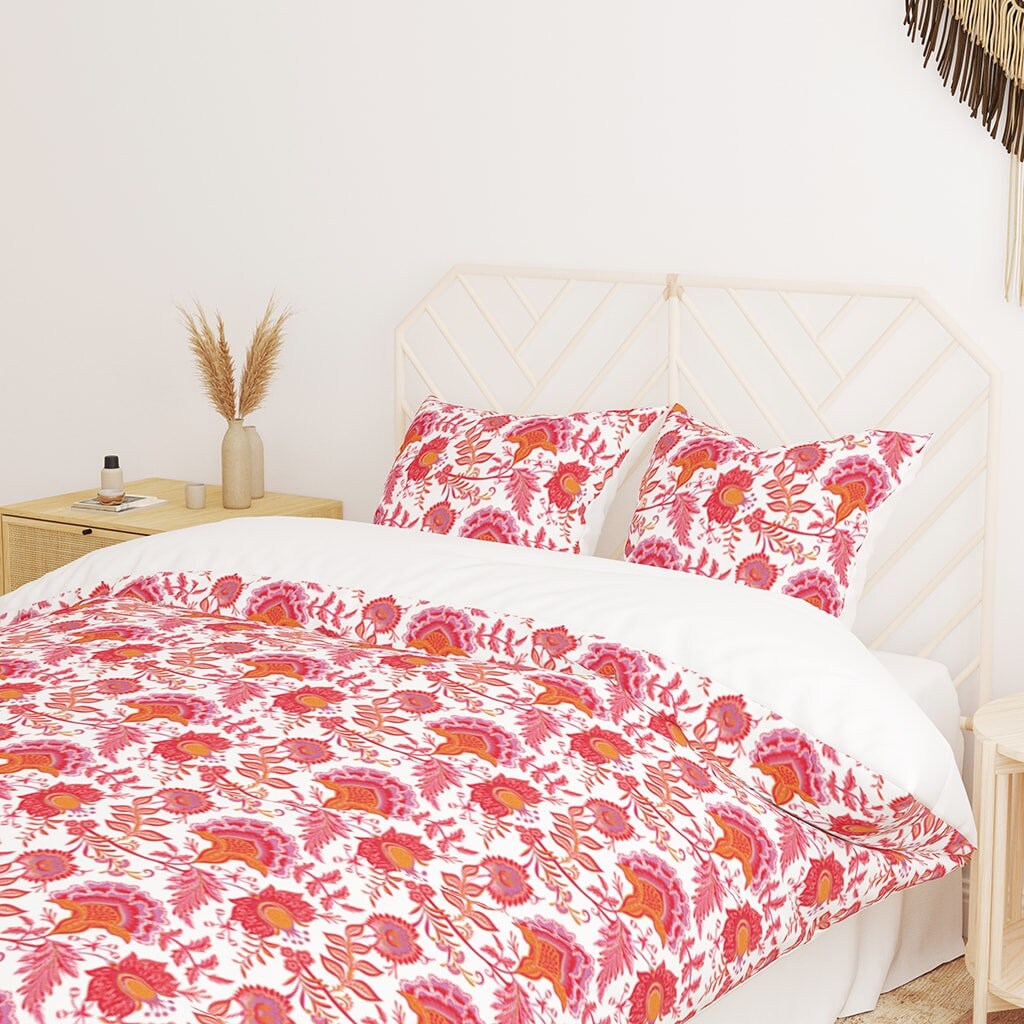 Preppy Bedding Pink Duvet Cover Teen Bedding Floral - Etsy