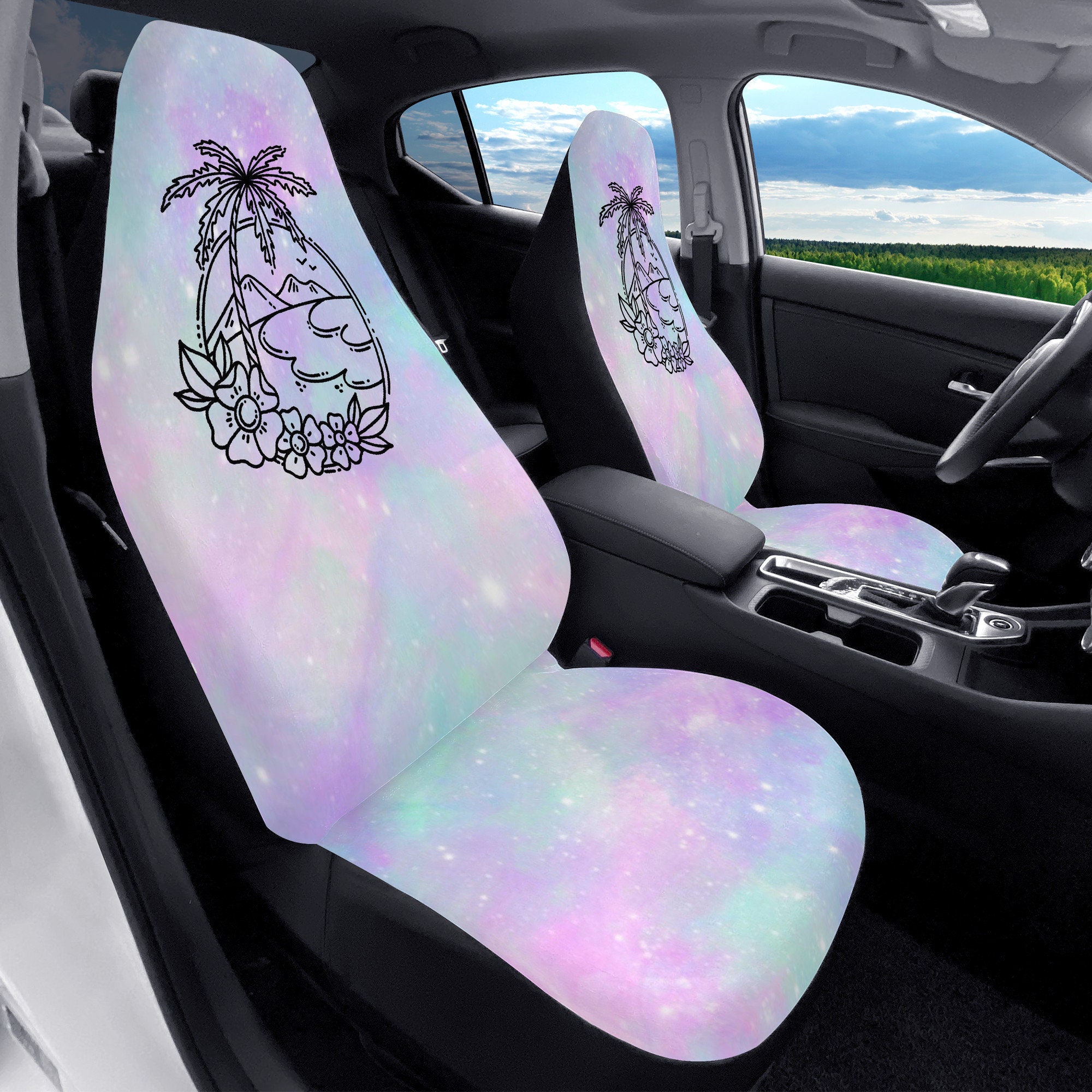 Minimalist Cream White Car Seat Covers Set Summer Car Accessories for Women Car  Cushions Auto Interior Accessories for Girls 