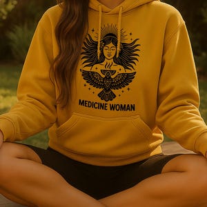 Medicine Woman Hoodie, Thunderbird Tribal Sweatshirt, Boho Earth Medicine Sweater, Shamanic