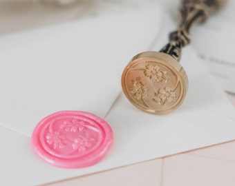 Floral Wax Seal Stamp, Vintage Flower, Brass Stamp for Wedding Invitations, Love Letters & Romantic Stationery