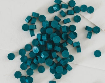 Ocean Blue Sealing Wax Beads – Deep Teal Wax Seal Beads for Glue Gun, Invitations, Envelope Seals, Nautical & Elegant Stationery, 100 Count