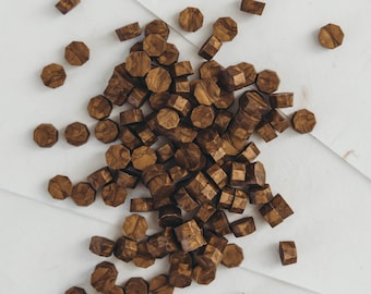 Walnut Bronze Sealing Wax Beads 100 Count – Brown Metallic Wax for Wax Seals, Wedding Invitations, Envelope Seals, Stationery, Gift Wrapping