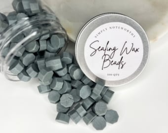 Pebble Grey Sealing Wax Beads – Gray Wax Seal Beads for Glue Gun, Wedding Invitations, Envelope Seals, Modern Stationery, 100 Count