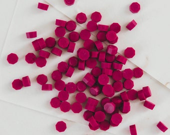 Carmine Red Sealing Wax Beads – Deep Red Wax Seal Beads for Glue Gun, Wedding Invitations, Envelope Seals, Holiday Stationery, 100 Count