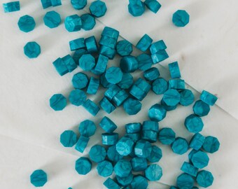 Blue Sealing Wax Beads – Teal Marbled Wax for Wax Seals, Wedding Invitations, Envelope Seals, Stationery, Gift Wrapping, Glue Gun Wax