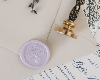 Rosie Vase Wax Stamp, Floral Wax Seal for Wedding Invitations, Vintage Stationery, Romantic Letter Sealing