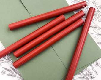 Burnt Red Sealing Wax Sticks – 5 Pack | Red Wax for Wax Seals, Wedding Invitations & Vintage Stationery