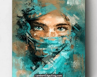 Blue Veil Women Abstract | Paint by Numbers Kit