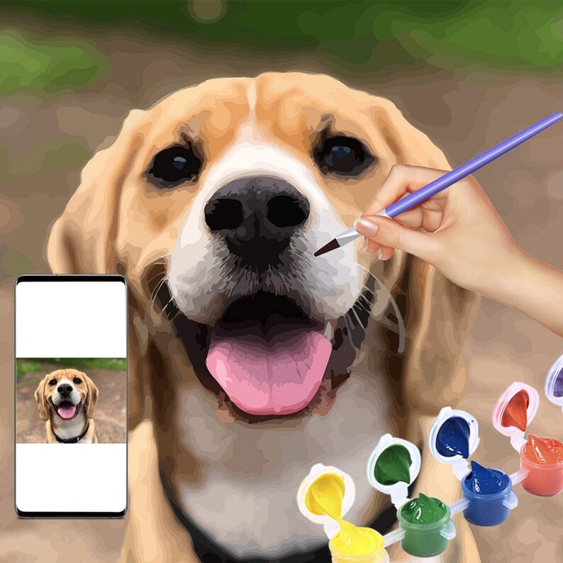 Custom Dog Portrait Painting by Number DIY Number Painting Etsy