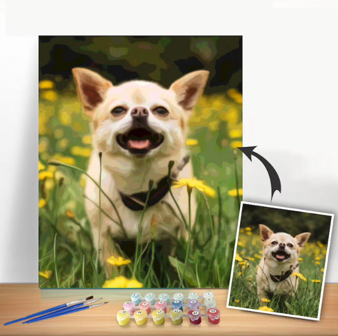 Custom Pet Portrait Paint by Numbers Photo DIY Paint by Number Pet
