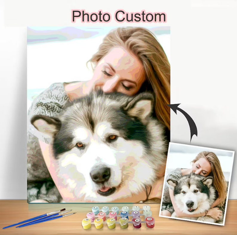 Custom Pet Portrait Paint by Numbers Photo DIY Paint by Number Pet